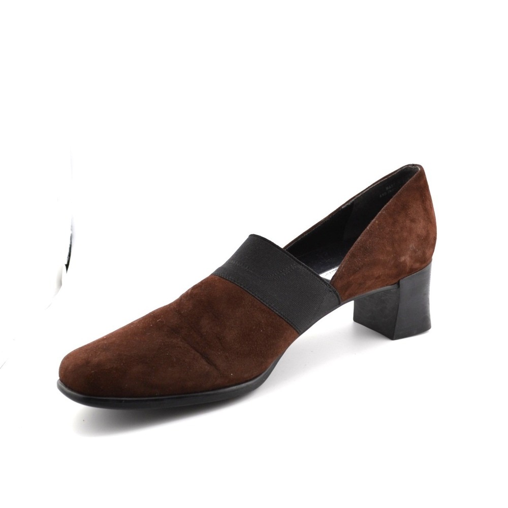 Munro American Suede Pumps Women 10 M Brown Block Elastic‎ Gore Heels Women